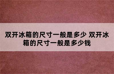 双开冰箱的尺寸一般是多少 双开冰箱的尺寸一般是多少钱